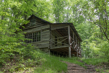 Old abandoned log cabin in the Great Smoky Mountains National Park