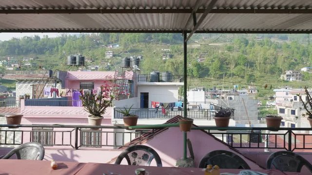 Nepalese city Besisahar. Morning time.