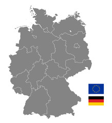 Obraz premium Grey Vector Political Map of Germany