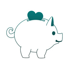 Heart into piggy vector illustration graphic design