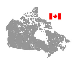 Grey Vector Political Map of Canada