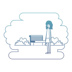 woman in the park scene vector illustration design