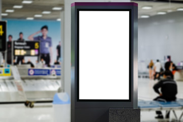 blank advertising billboard at airport,Mock up Poster media template Ads display in Subway station escalator