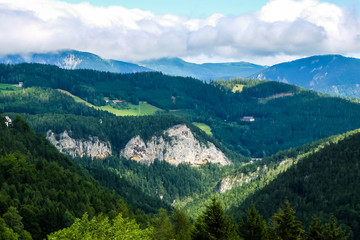 Fototapeta na wymiar Beautiful mountain landscape in the Austrian Alps on summer sunny day.