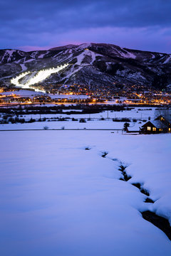 Steamboat Springs at dusk, Colorado, America, USA