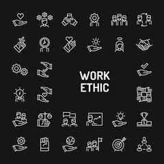 Work Ethics Simple Line Icon Set