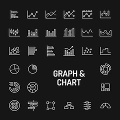 Graphs, Diagrams & Charts Simple Line Icon Set
