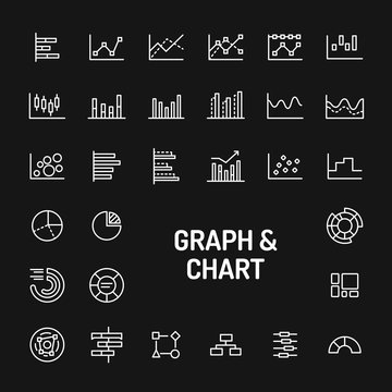 Graphs, Diagrams & Charts Simple Line Icon Set