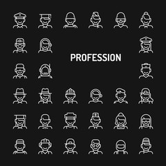 Professions & Occupations Simple Line Icon Set