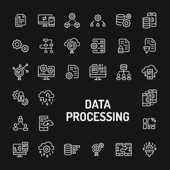 Data Processing Simple Line Icon Set