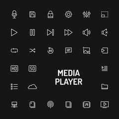 Media Player Simple Line Button Set