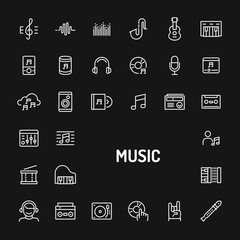 Music & Instrument Simple Line Icon Set