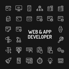Web & App Developer Simple Line Icon Set