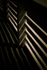 Obraz premium Lights shadow on railing timber in black and white 