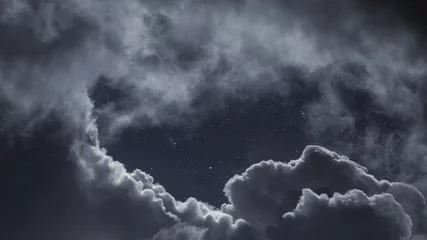 Poster Bewolkte nachthemel met sterren © Zacarias da Mata