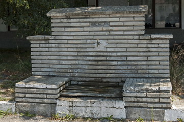 Fototapeta premium Fresh water gush from old fountain in the center of village Paunovo, Sredna Gora mountain, Ihtiman, Bulgaria 