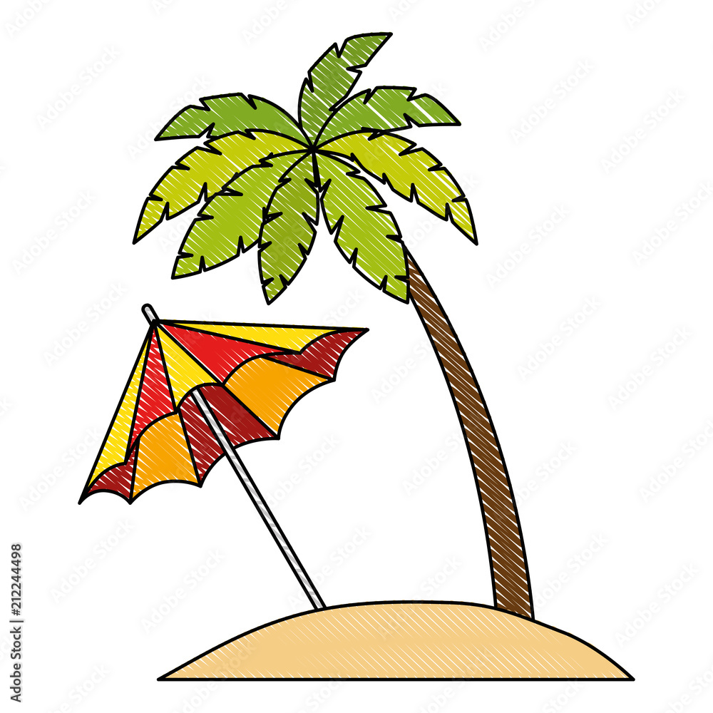 Wall mural tree palms with umbrella