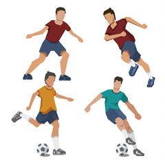 Trendy flat style football players collection. Vector eps10