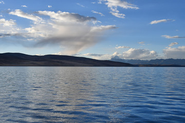 China, Tibet, the sacred lake for Buddhists Manasarovar in summer
