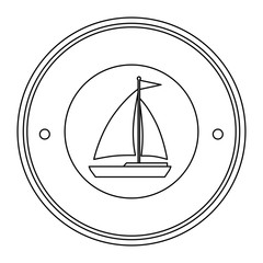 sailboat travel seal stamp vector illustration design