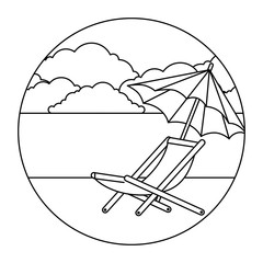 umbrella beach with chair vector illustration design