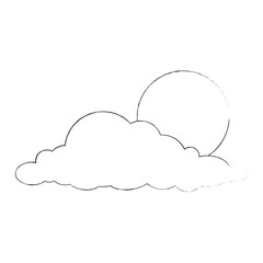 cloud with sun weather icon vector illustration design