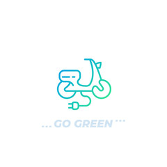 electric scooter vector logo, line icon on white