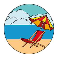 umbrella beach with chair vector illustration design