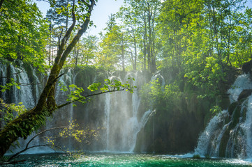 Waterfall in the Plitvice lakes national park