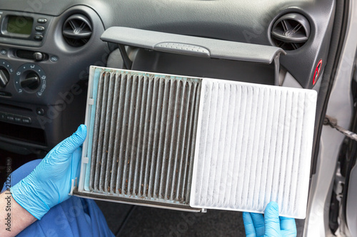 Clean And Dirty Cabin Pollen Air Filter For A Car Stock Photo And