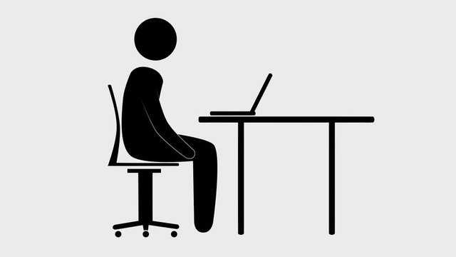 Fun animation of a man having problem with his computer