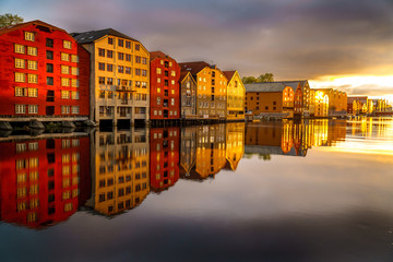 Obraz premium Trondheim city on the sunrise, Norway.