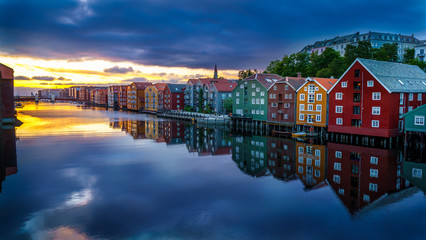Fototapeta na wymiar Trondheim city before sunrise. Norway