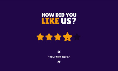 User rating concept. Review and rate us stars. Business concept for social media. vector illustration