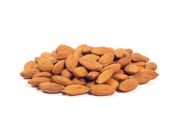 Almond nuts isolated on the white background