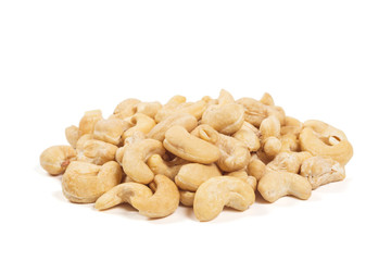 Pile of cashew isolated on the white background