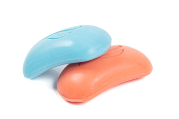 Two bath soap isolated on white background