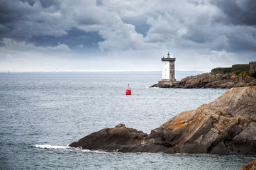 Phare de Kermorvan. Kermorvan Lighthouse (Pointe de Kermorvan), Le Conquet, Britanny, France.