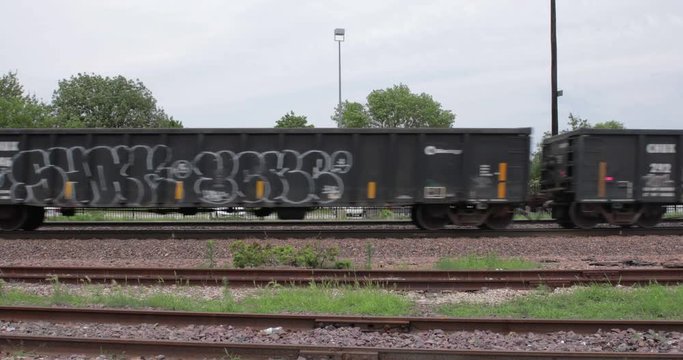Freight Train with Graffiti