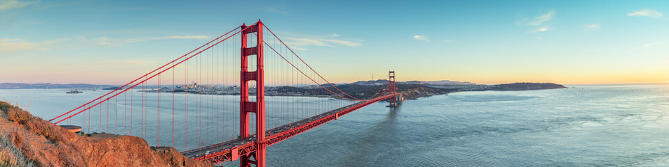 Golden Gate bridge-zonsondergang, San Francisco, Californië