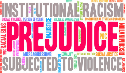 Prejudice Word Cloud on a white background. 
