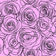 Seamless pattern with roses flowers