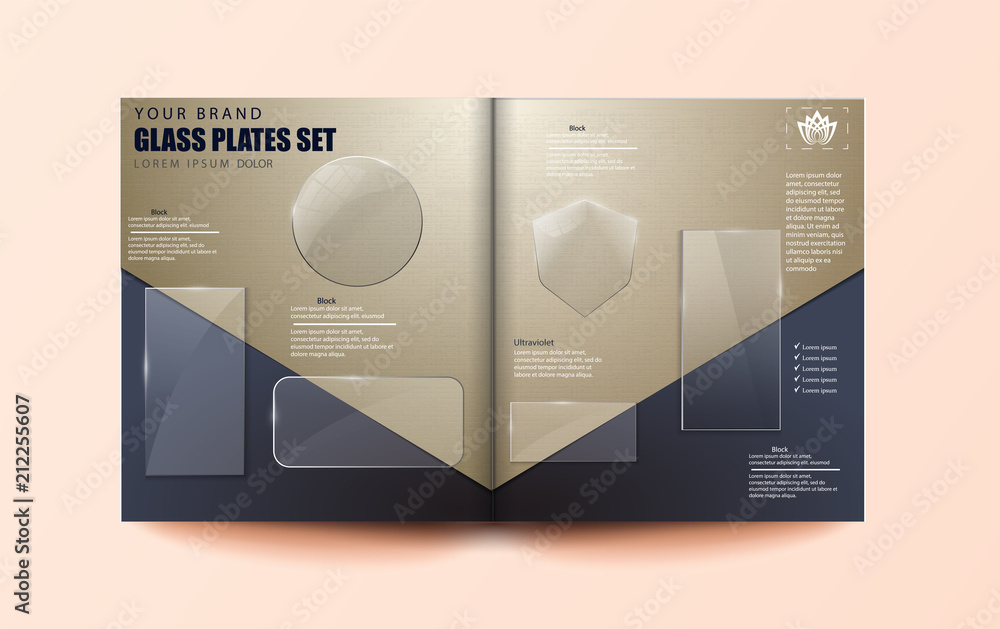 Aufkleber vector modern transparent glass plates set on open journal background. eps10 - stock vector
