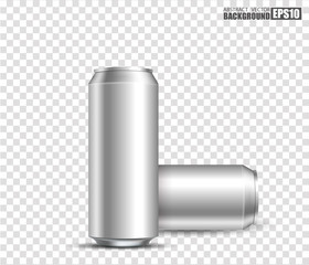 blank metallic cans for design uses, isolated transparent background, 3d illustration