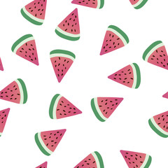 Cute seamless pattern with slices of watermelon.