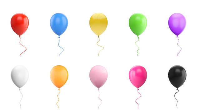 3D Rendering set of Balloon Isolated on white Background