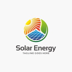 Solar energy, solar panel, sun logo design