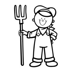 Farmer cartoon illustration isolated on white background for children color book