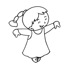 Girl cartoon illustration isolated on white background for children color book