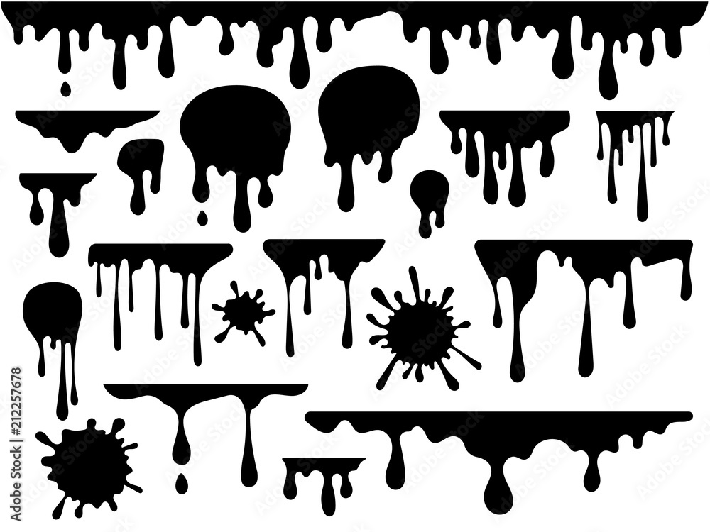 Poster ink blots and drips vector set isolated on white background